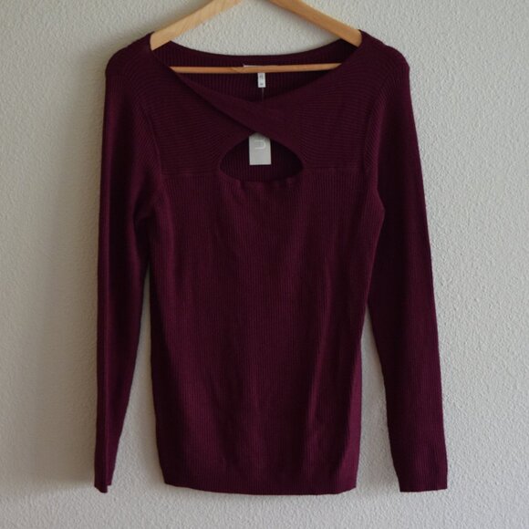NWT MAURICE'S Maroon Burgundy  Long-Sleeve Sweater Top Size M - Picture 1 of 5